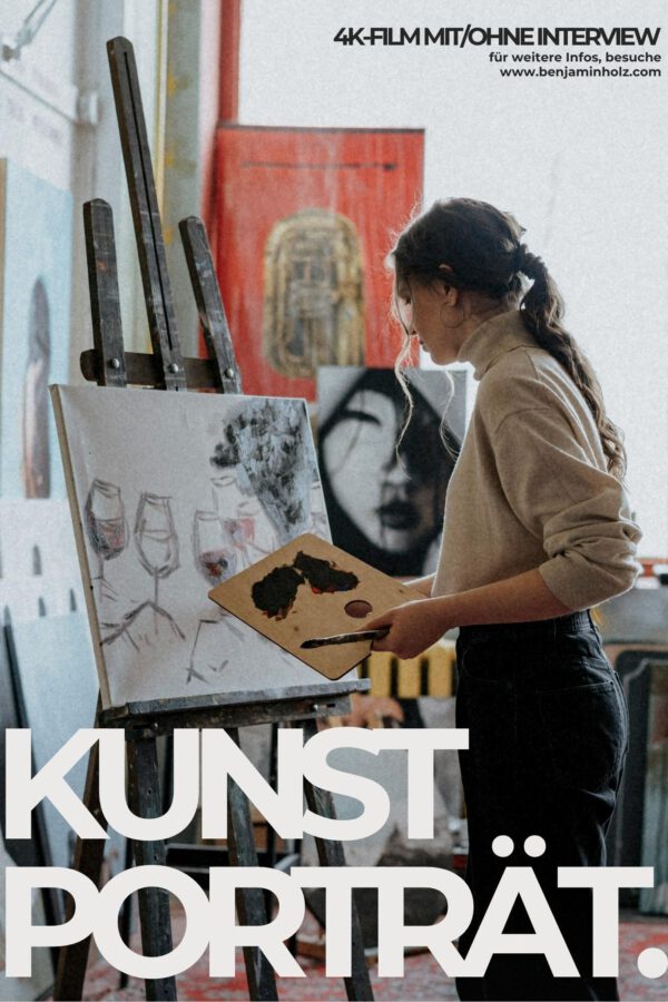 Filmisches Künstlerporträt einer Frau malend vor Staffelei – authentisches Storytelling für Künstlerinnen und Künstler