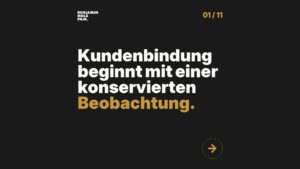 Statement-Bild: "Kundenbindung beginnt mit einer konservierten *Beobachtung*."