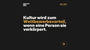 Statement-Bild: "Kultur wird zum *Wettbewerbsvorteil*, wenn eine Person sie verkörpert."
