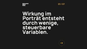 Statement-Bild: "Wirkung im Porträt entsteht durch wenige, steuerbare Variablen."
