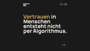 Statement-Bild: "*Vertrauen* in Menschen entsteht nicht per Algorithmus."