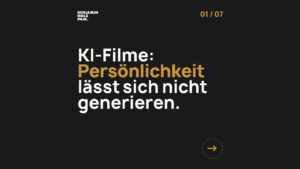 Statement-Bild: "KI-Filme: *Persönlichkeit* lässt sich nicht generieren."