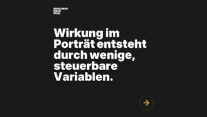 Statement-Bild: "Wirkung im Porträt entsteht durch wenige, steuerbare Variablen."